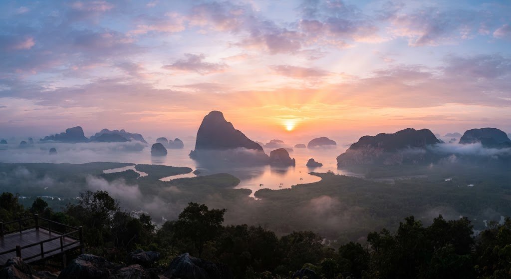 วิวพระอาทิตย์ขึ้นและทะเลหมอก เสม็ดนางชี ภูเก็ต SafePhuketTravel