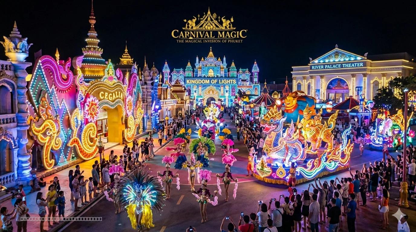 Carnival Magic Phuket ขบวนพาเหรด River Carnival และแสงไฟยามค่ำคืน